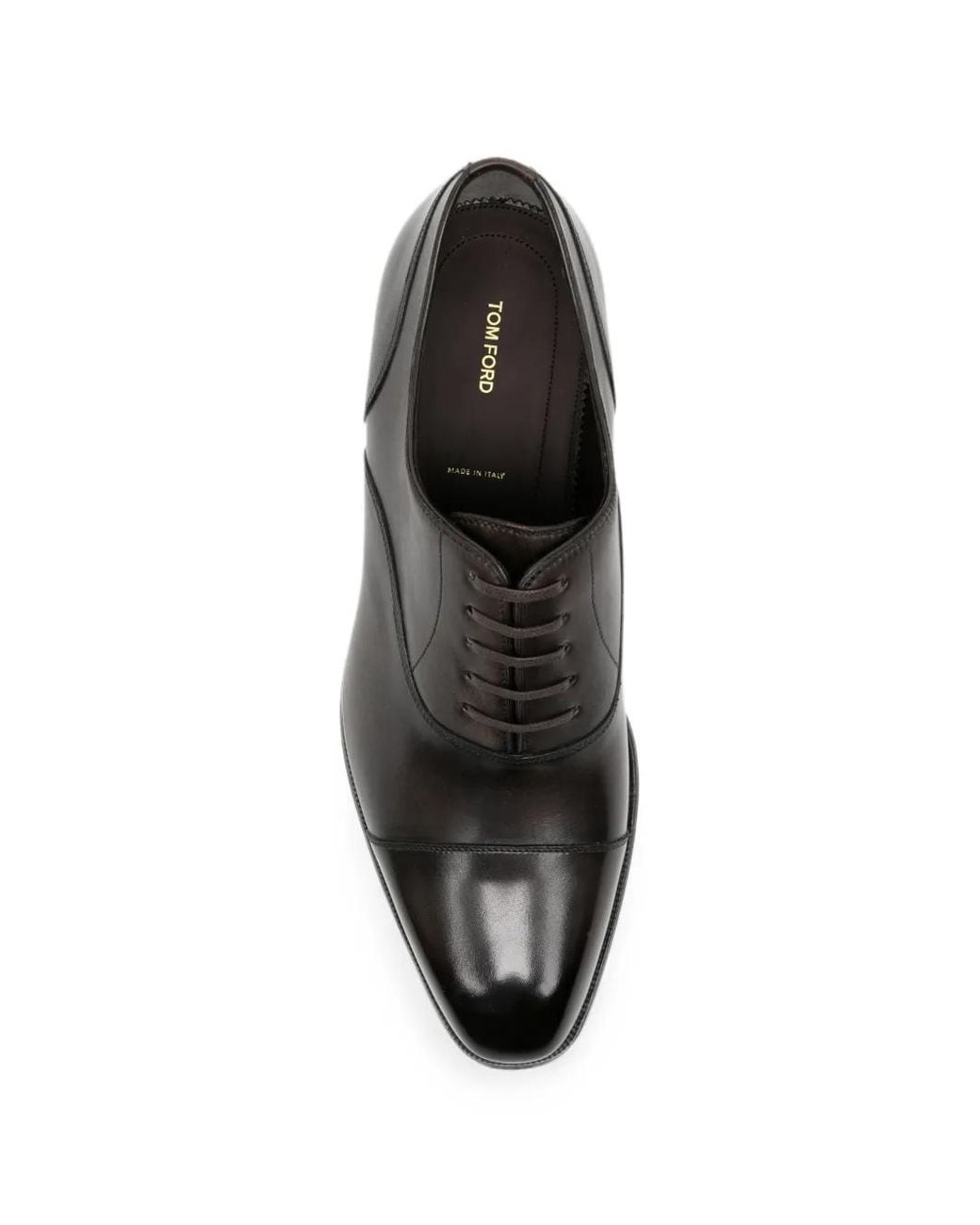 Tom Ford Black Burnished Leather Elkan Lace Up Shoes for men