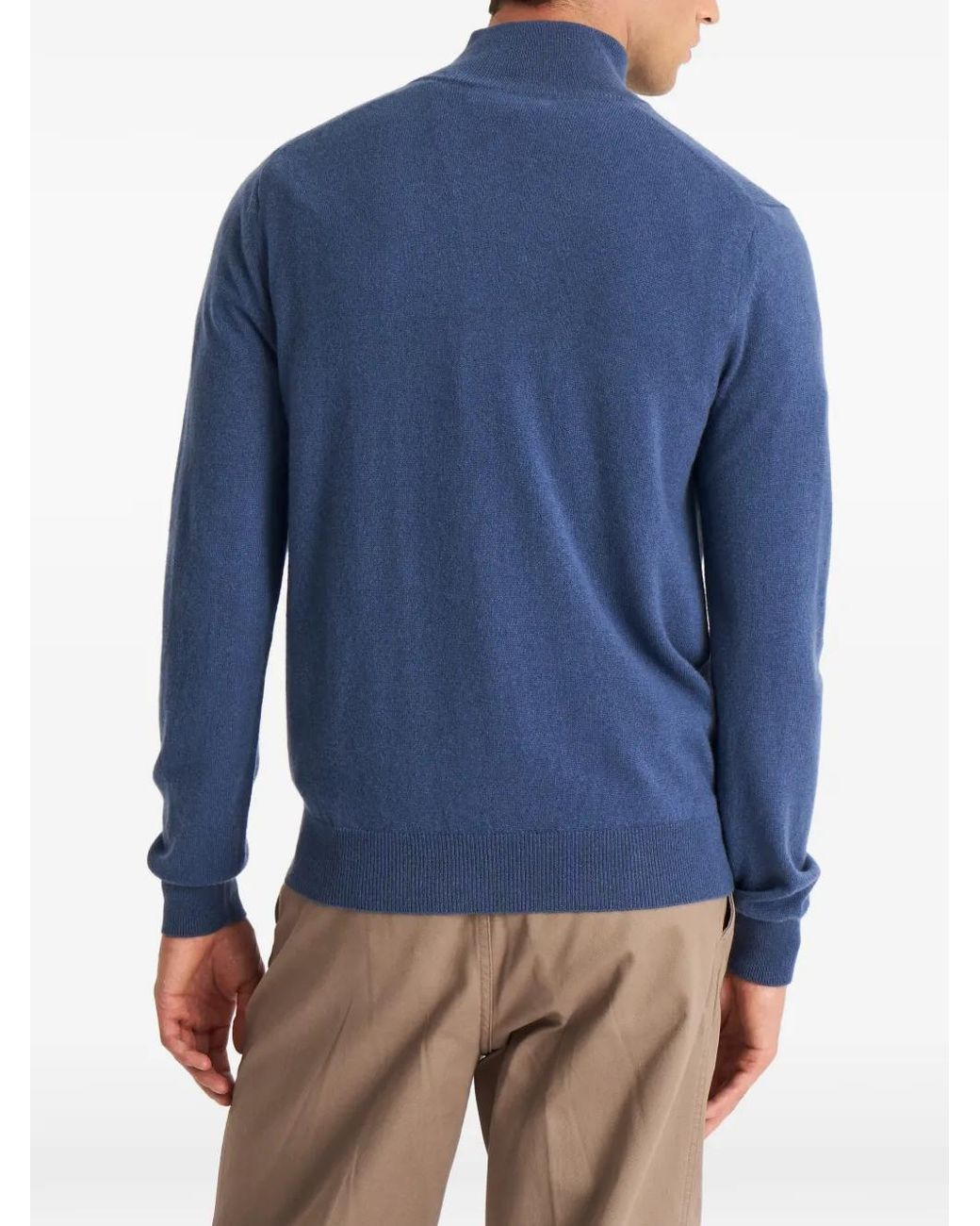 Pringle of Scotland Blue Quarter-Zip Cashmere Sweater for men