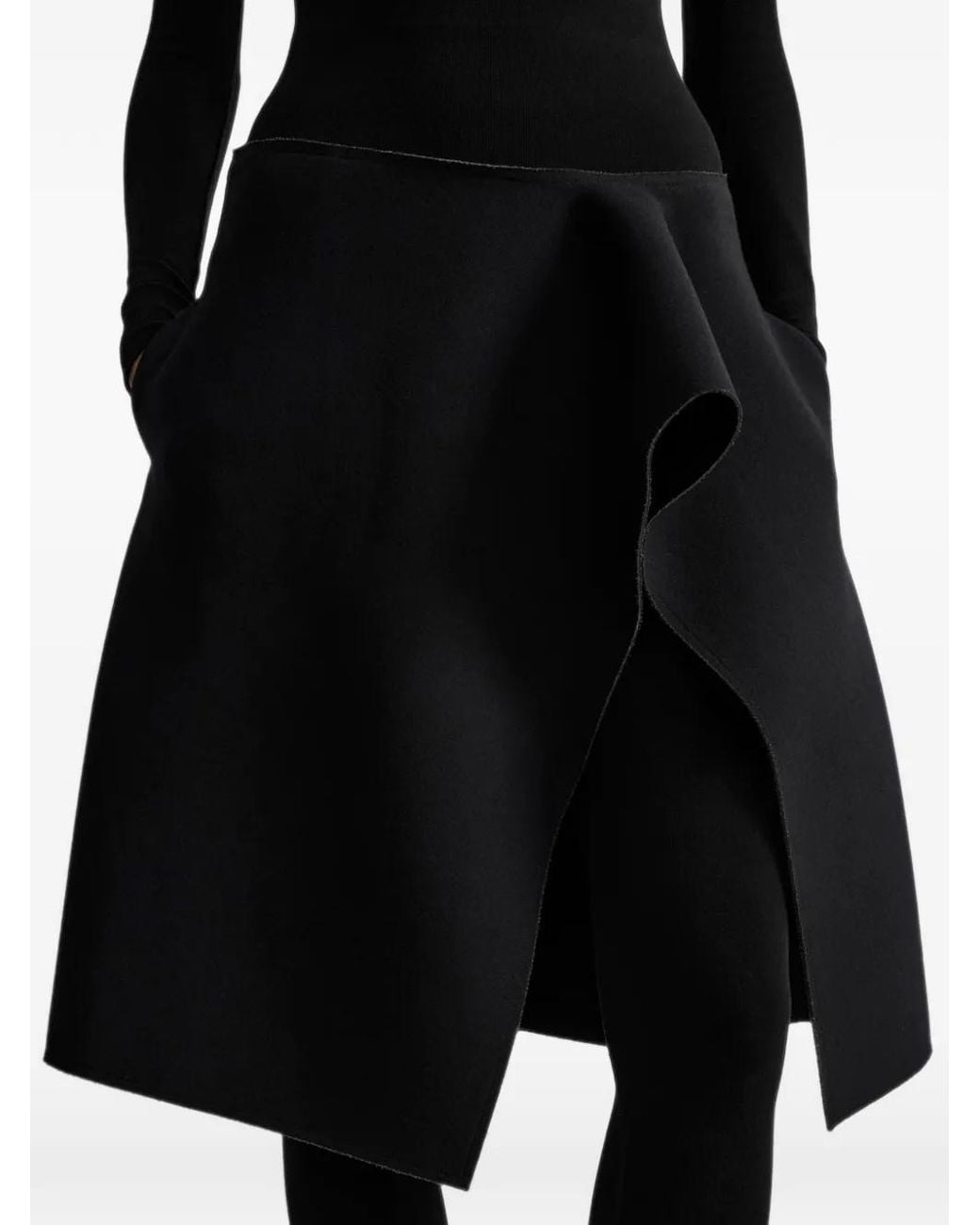 Totême Black Slit Scuba Skirt