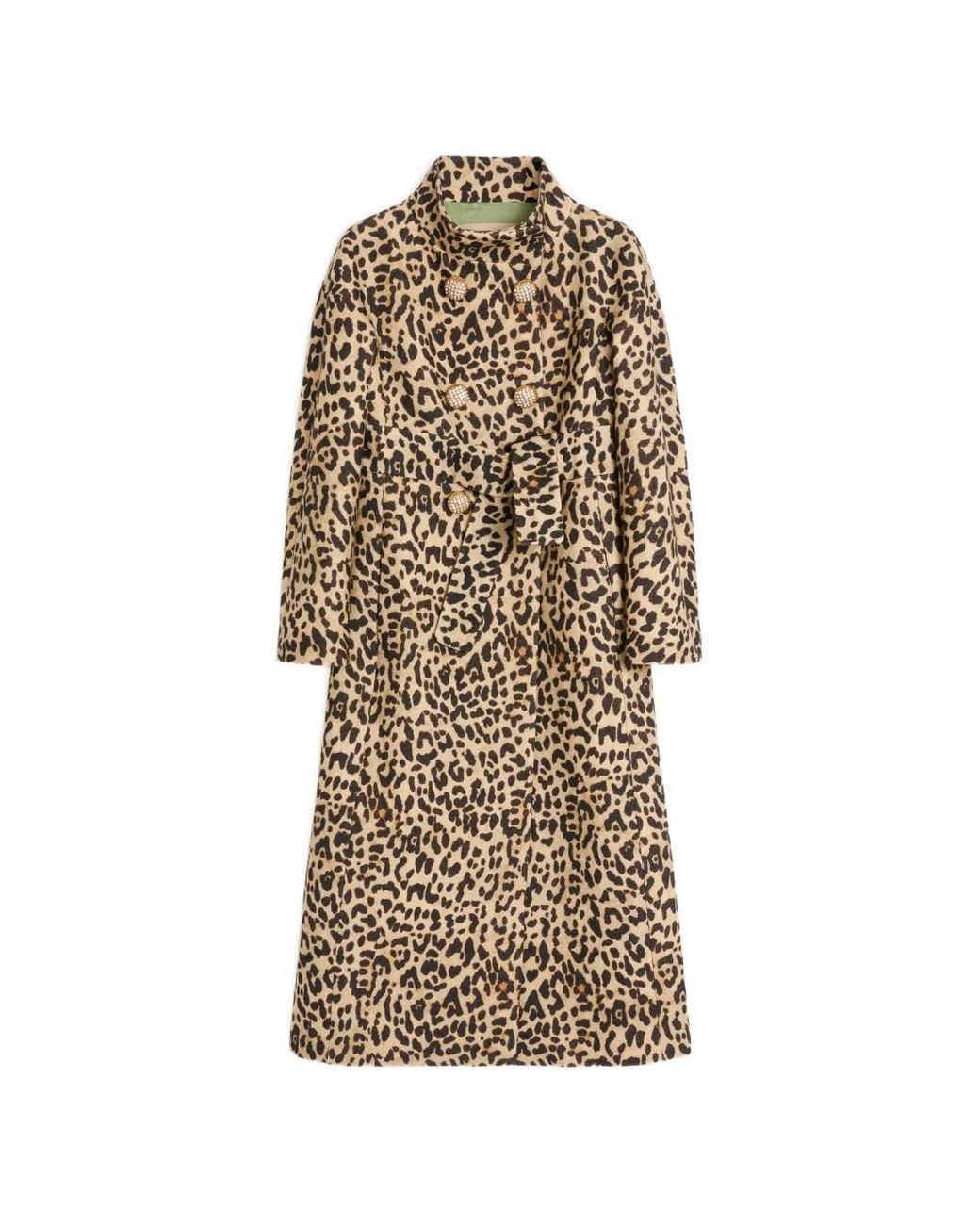 Valentino Garavani Natural Leopard Print Belted Coat