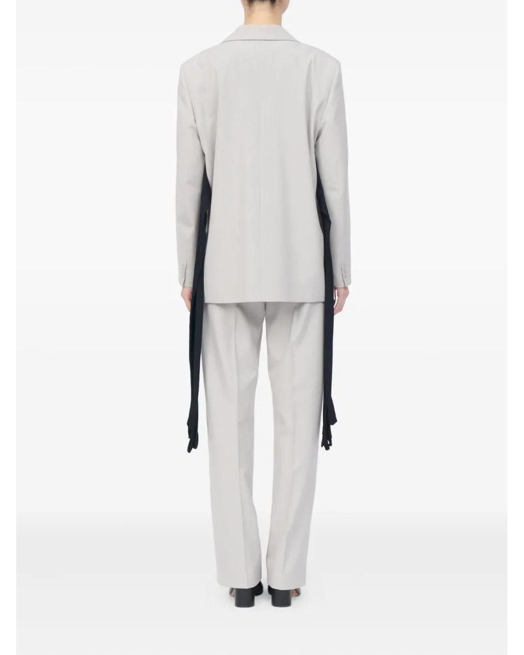 MM6 by Maison Margiela White Wool-Blend Blazer With Gloves