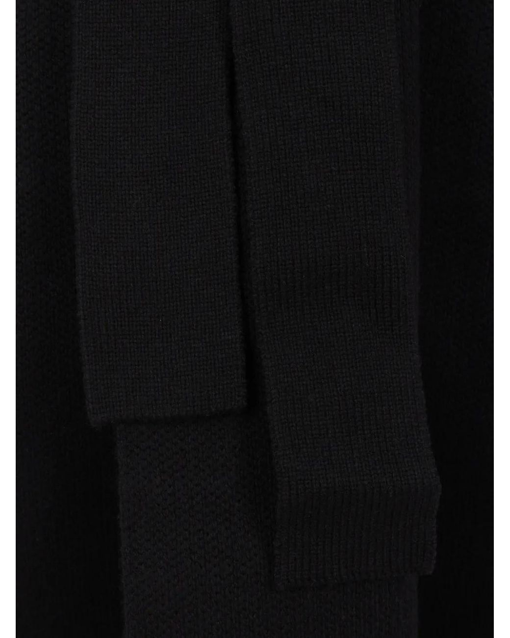 CFCL Black Shawl-Collar Wrap Coat