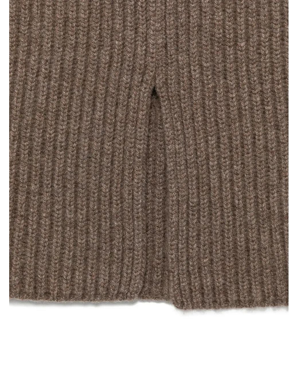 Uma Wang Brown Ribbed-Knit Snood Scarf