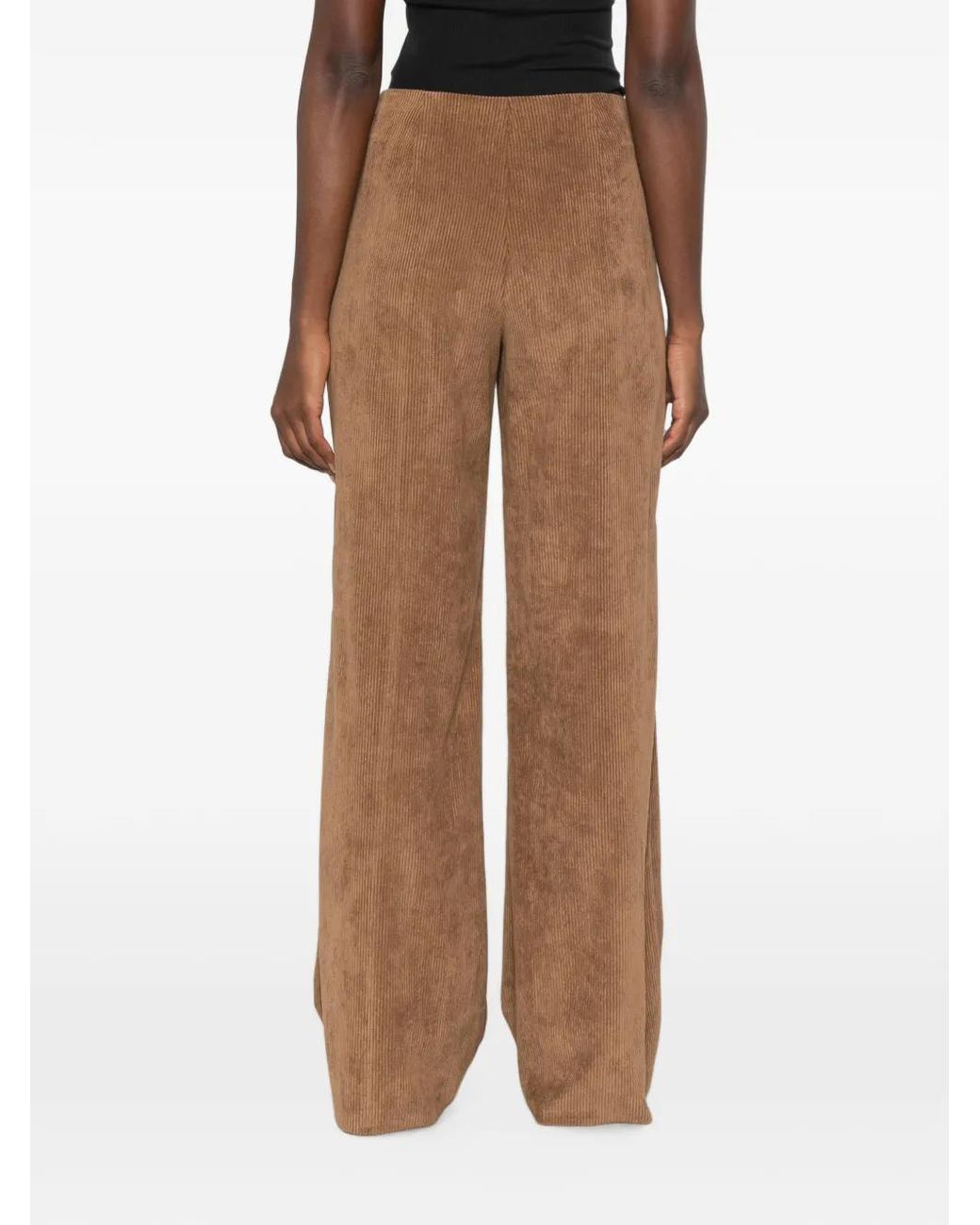 Emme Brown Pantalon Ample À Effet Velours Côtelé