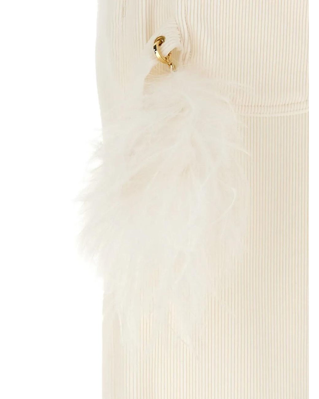 DARKPARK White Lisa Feather-Detail Corduroy Trousers
