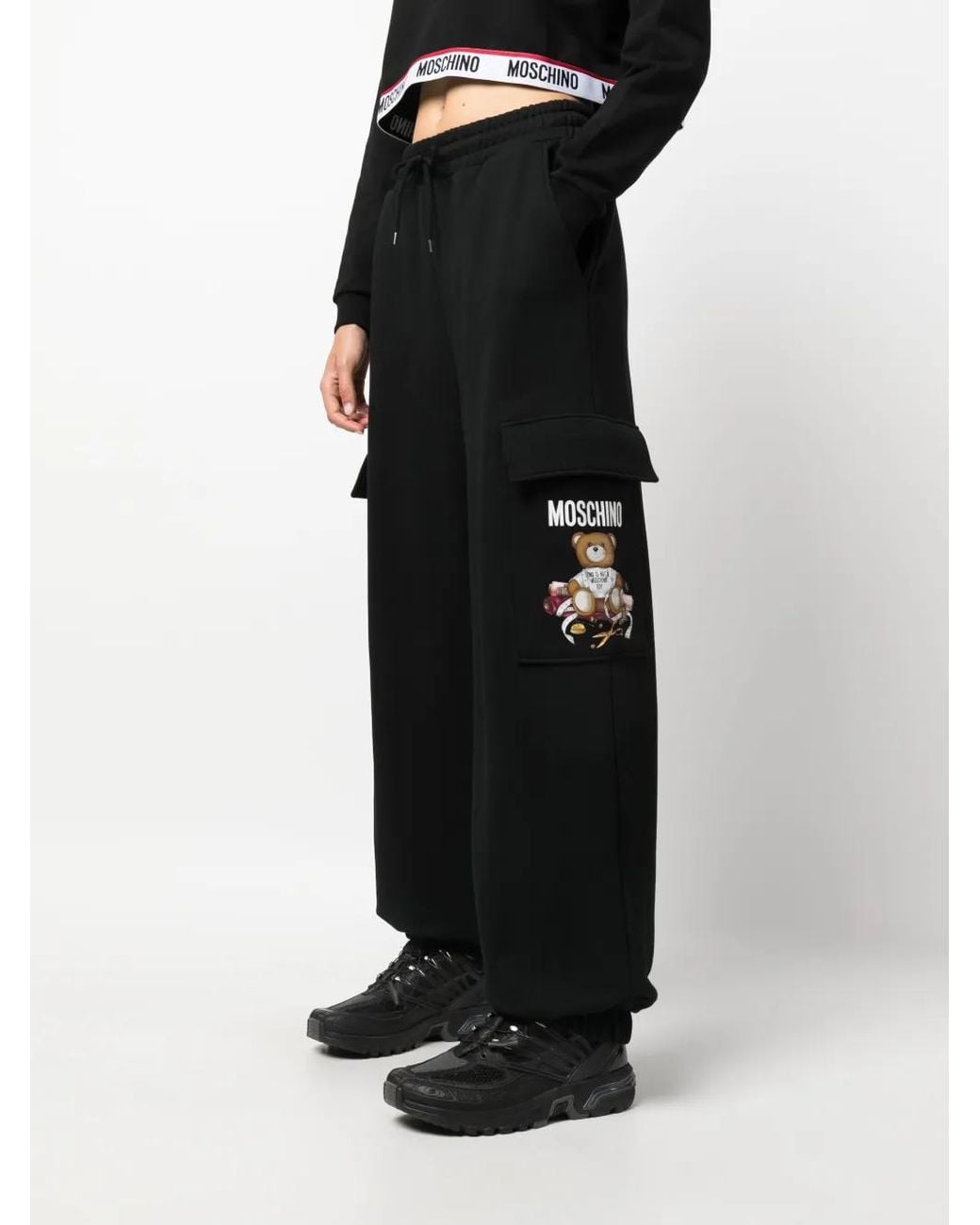 Moschino Black Teddy Bear Organic Cotton Track Pants