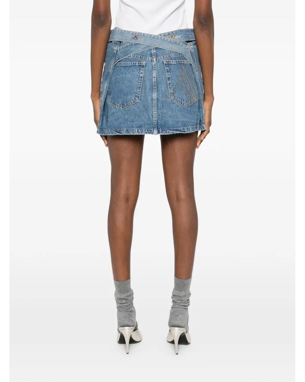 The Attico Blue Belted Mini Skirt