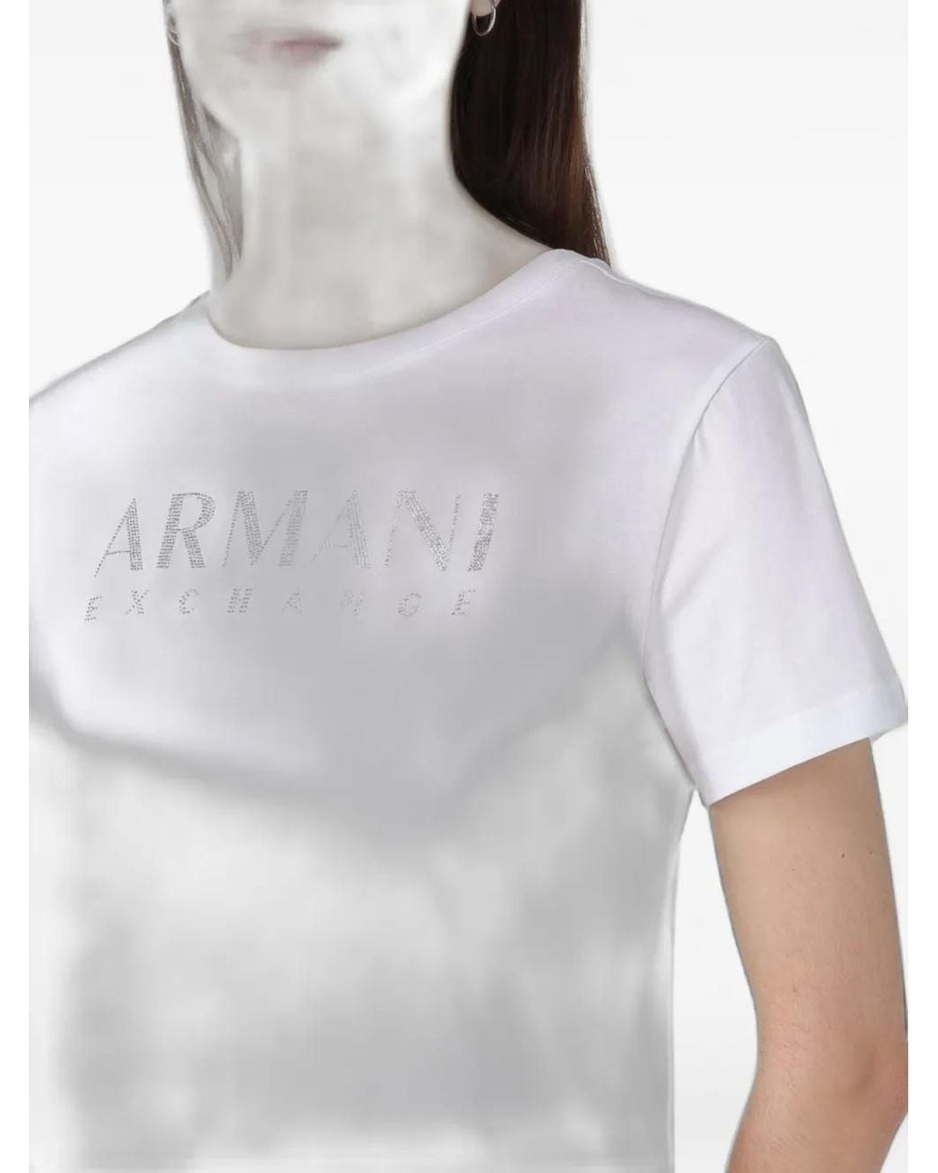ARMANI EXCHANGE White Rhinestone-Embellished T-Shirt