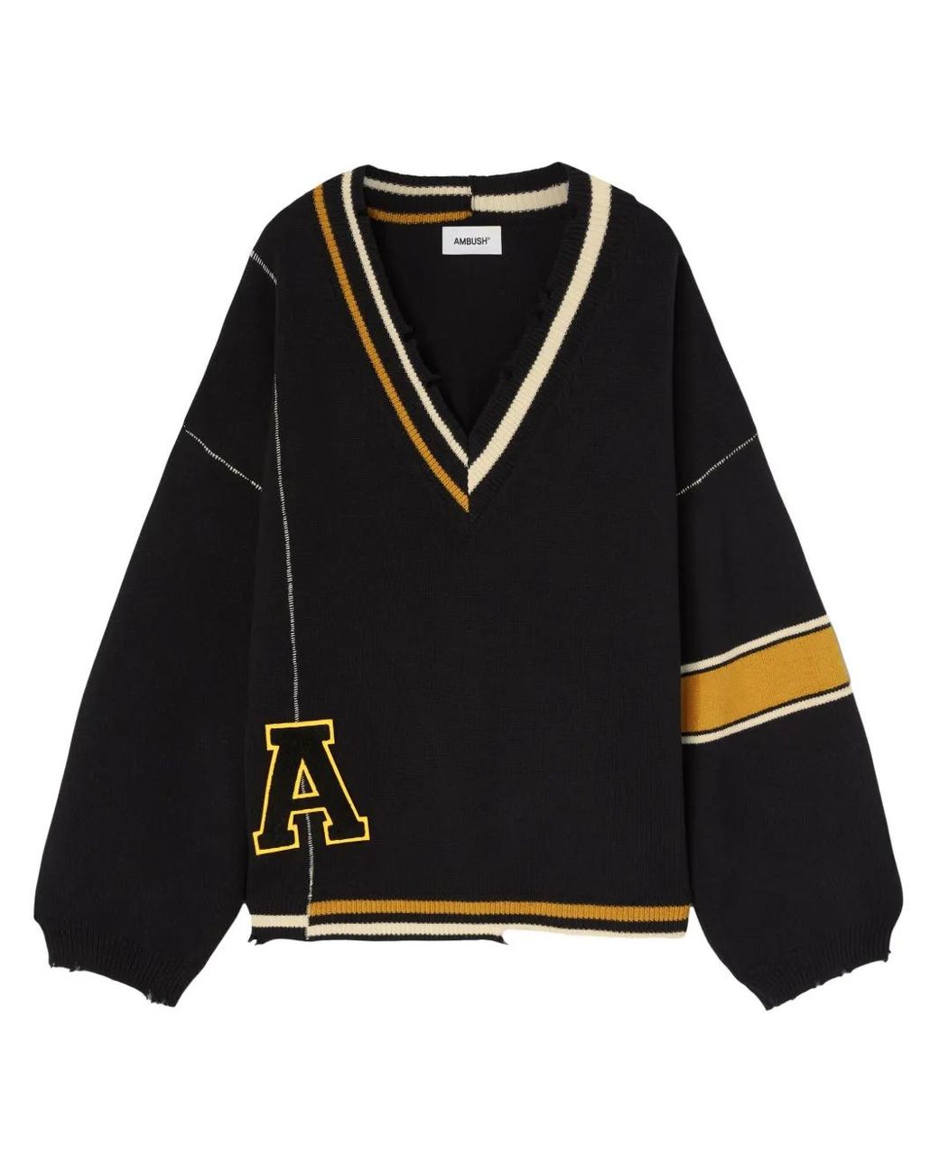 Ambush Black Raw-Cut Striped Jumper for men
