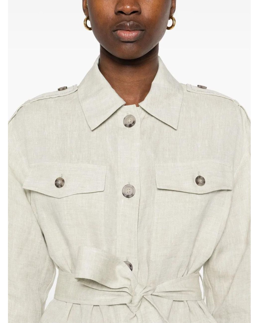 Peserico White Belted Jacket