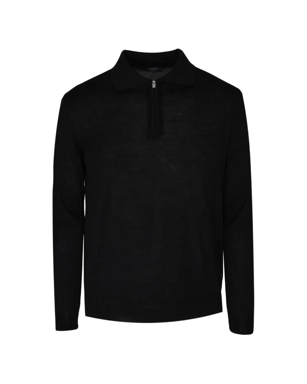 Tombolini Black Zip-Fastening Polo Sweater for men