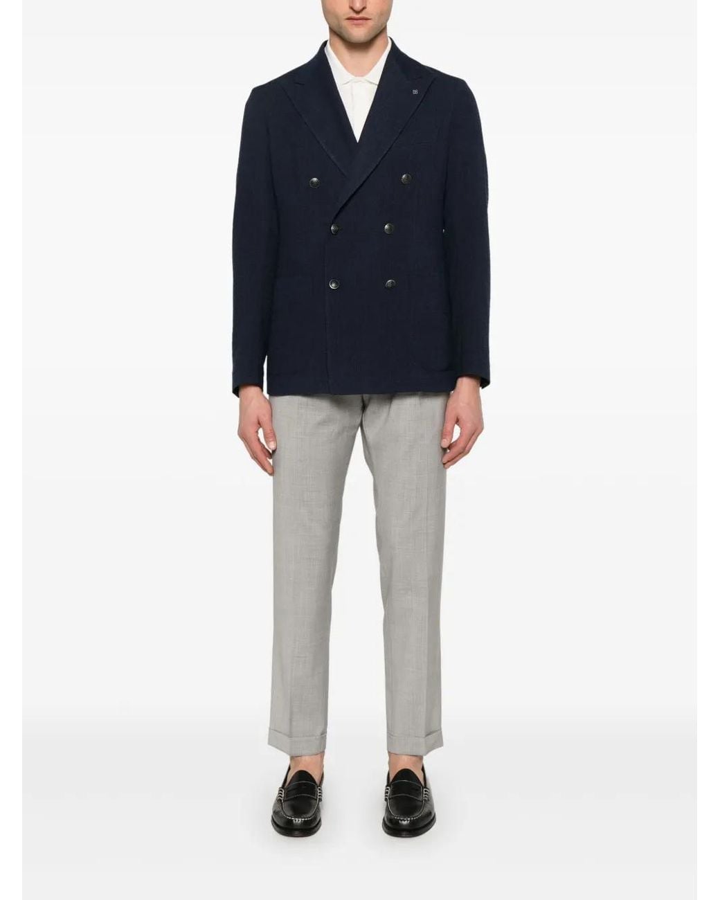 Tagliatore Blue Double-Breasted Blazer for men