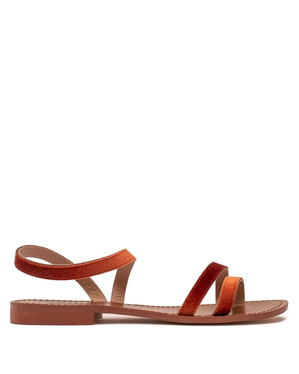 SOMMET Red Sandales En Velours À Double Bride