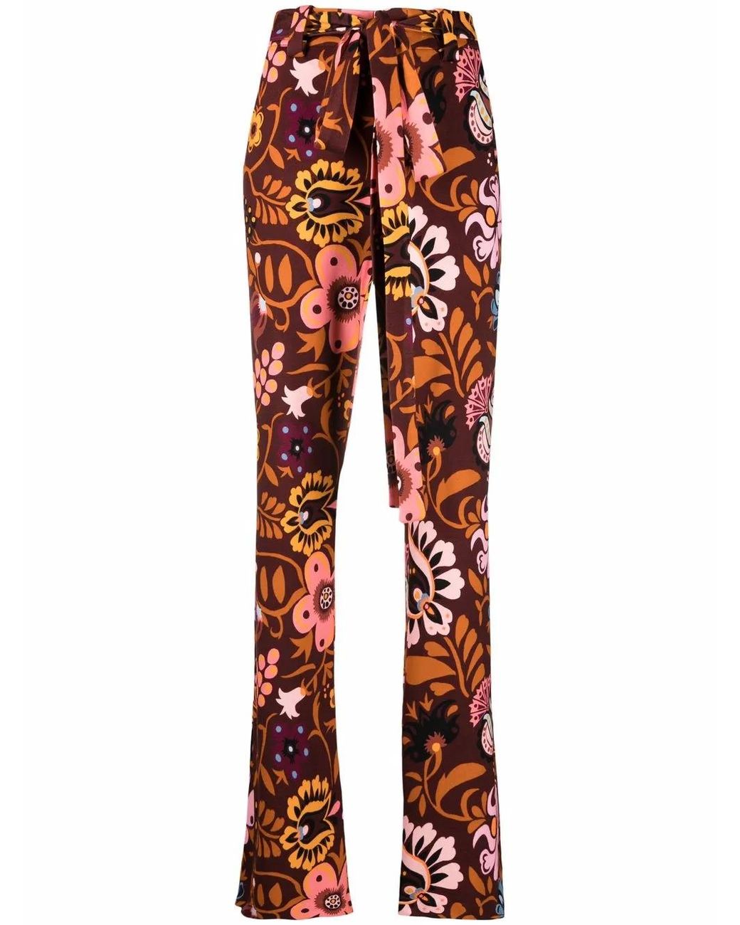 LaDoubleJ Floral Belted Flared Trousers