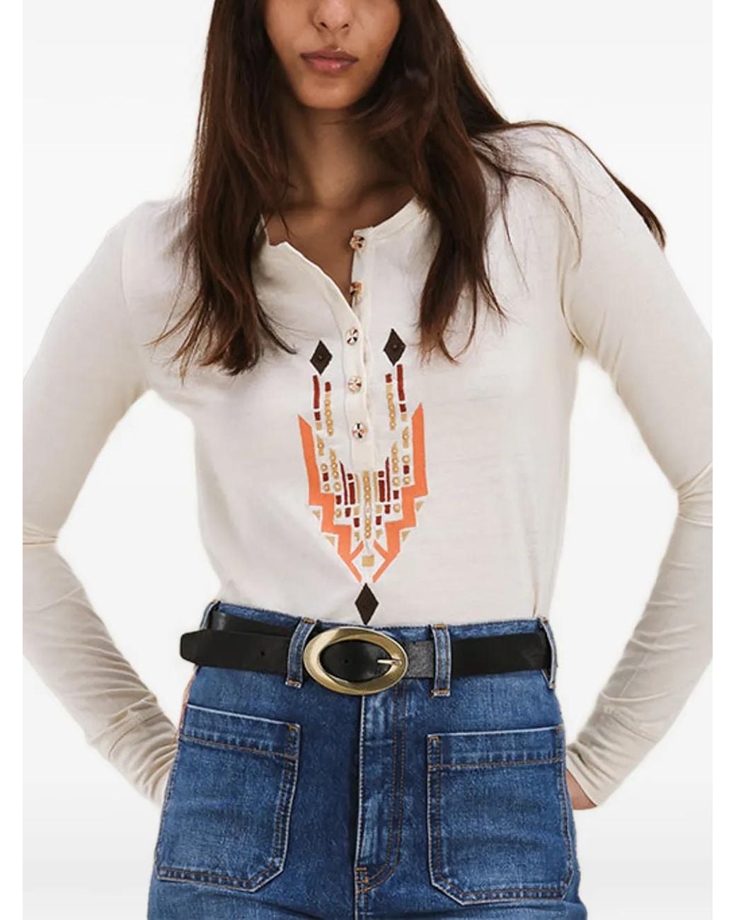 Fortela White T-Shirt À Broderie Poitrine
