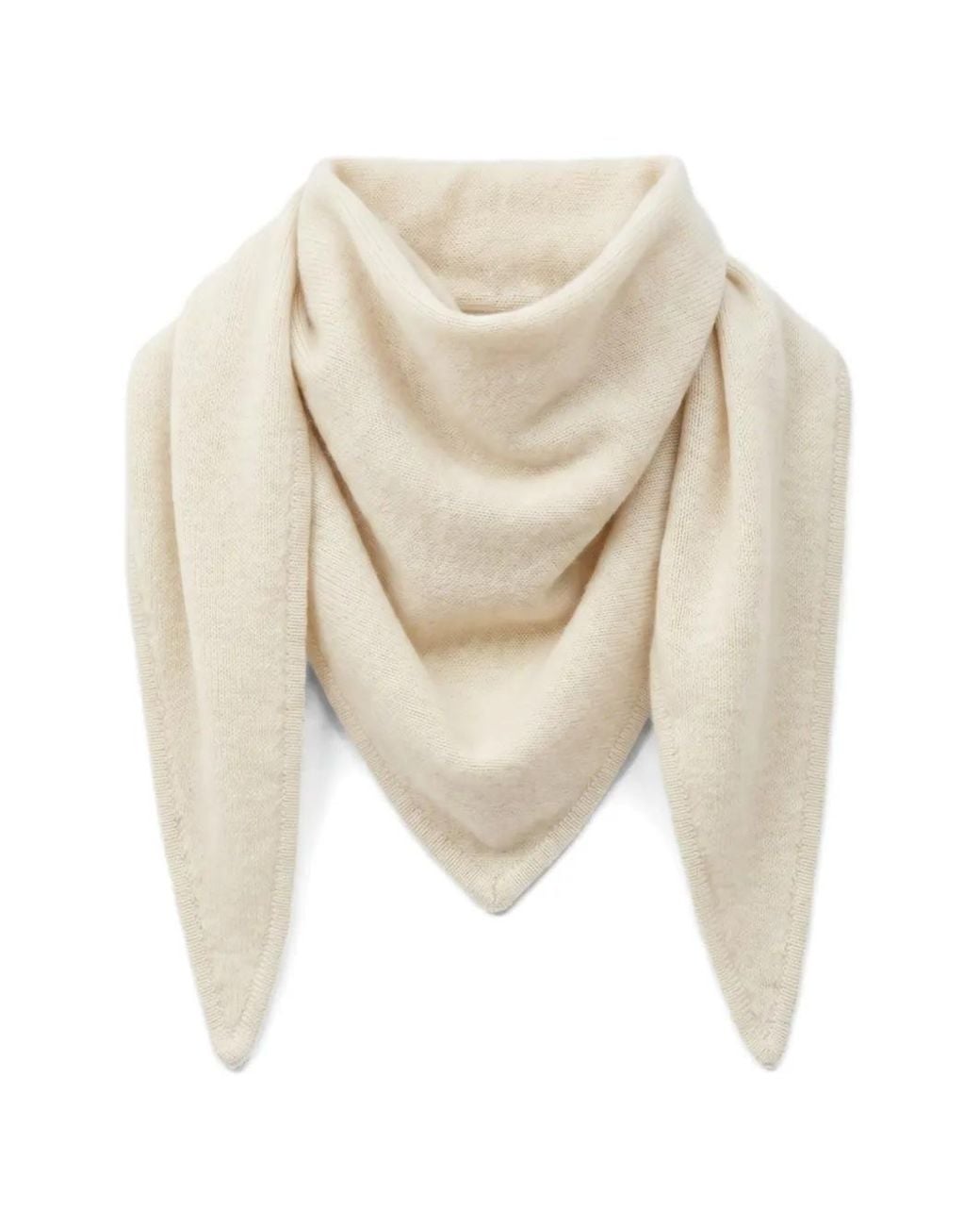 Not Shy White Éléonore Cashmere Fine-Knit Triangular Scarf