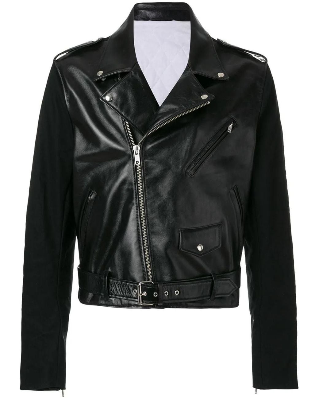 Calvin Klein Black Leather Biker Jacket for men