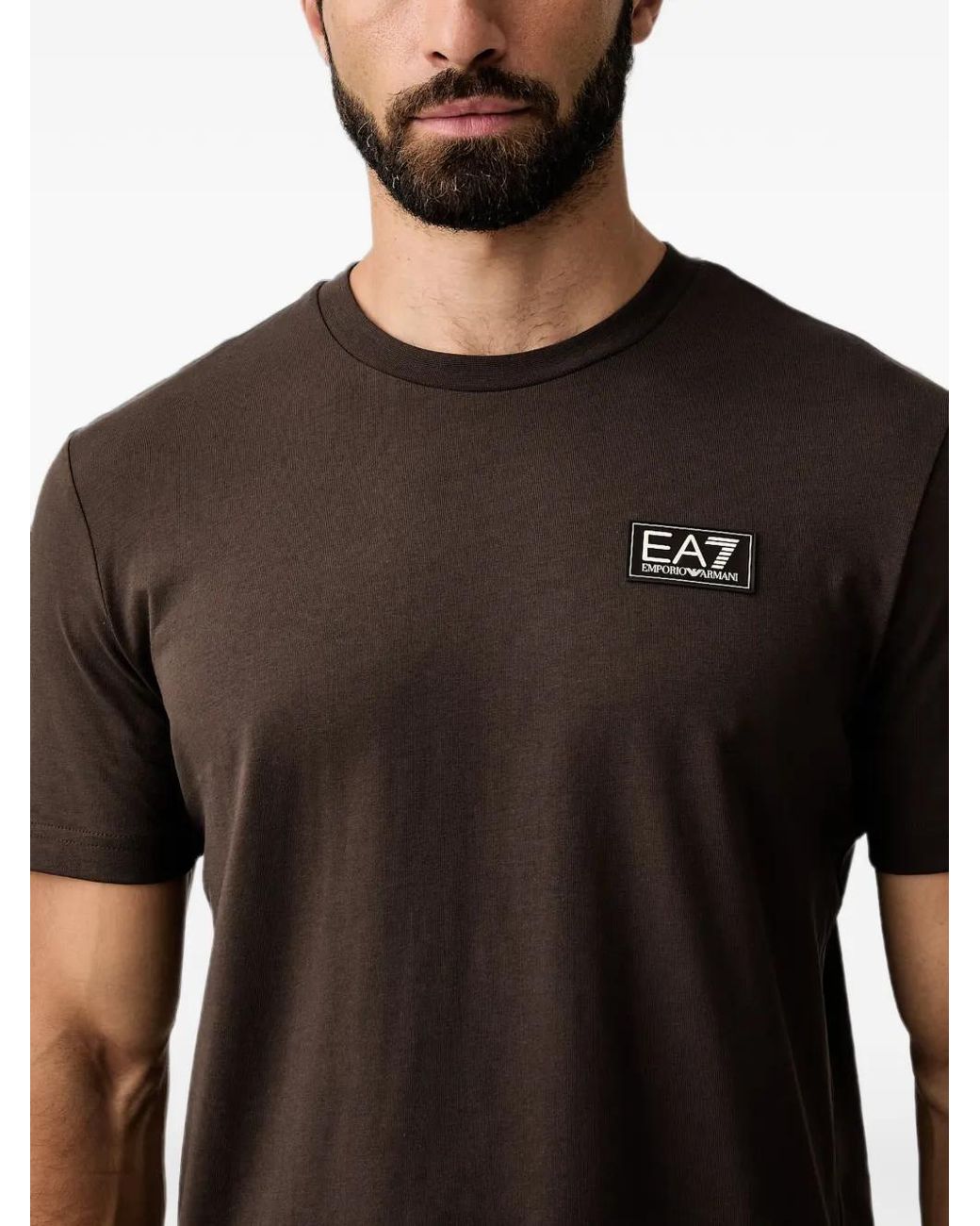 EA7 Black Logo-Patch T-Shirt for men