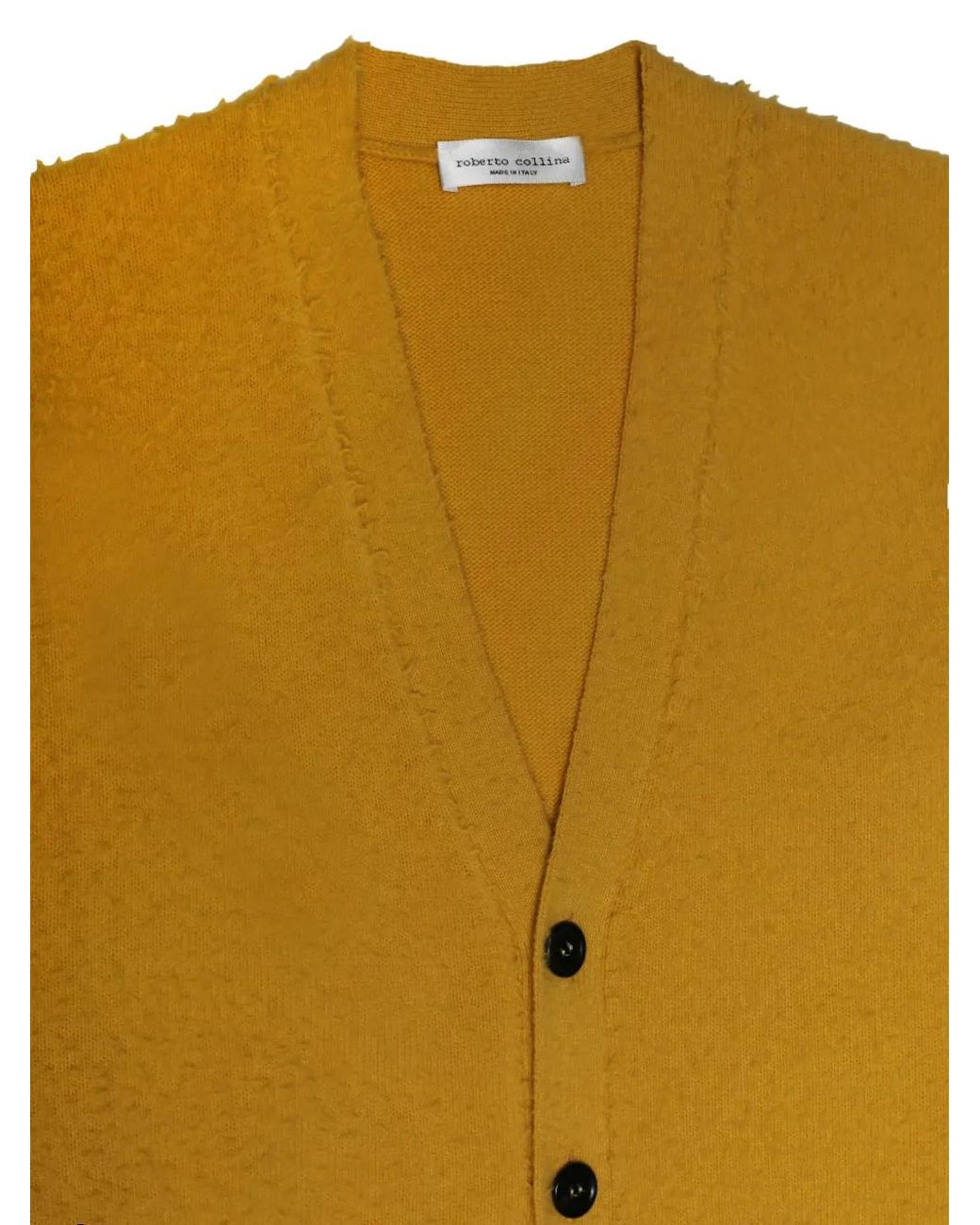 Roberto Collina Yellow Bouclé-Knit Cardigan for men