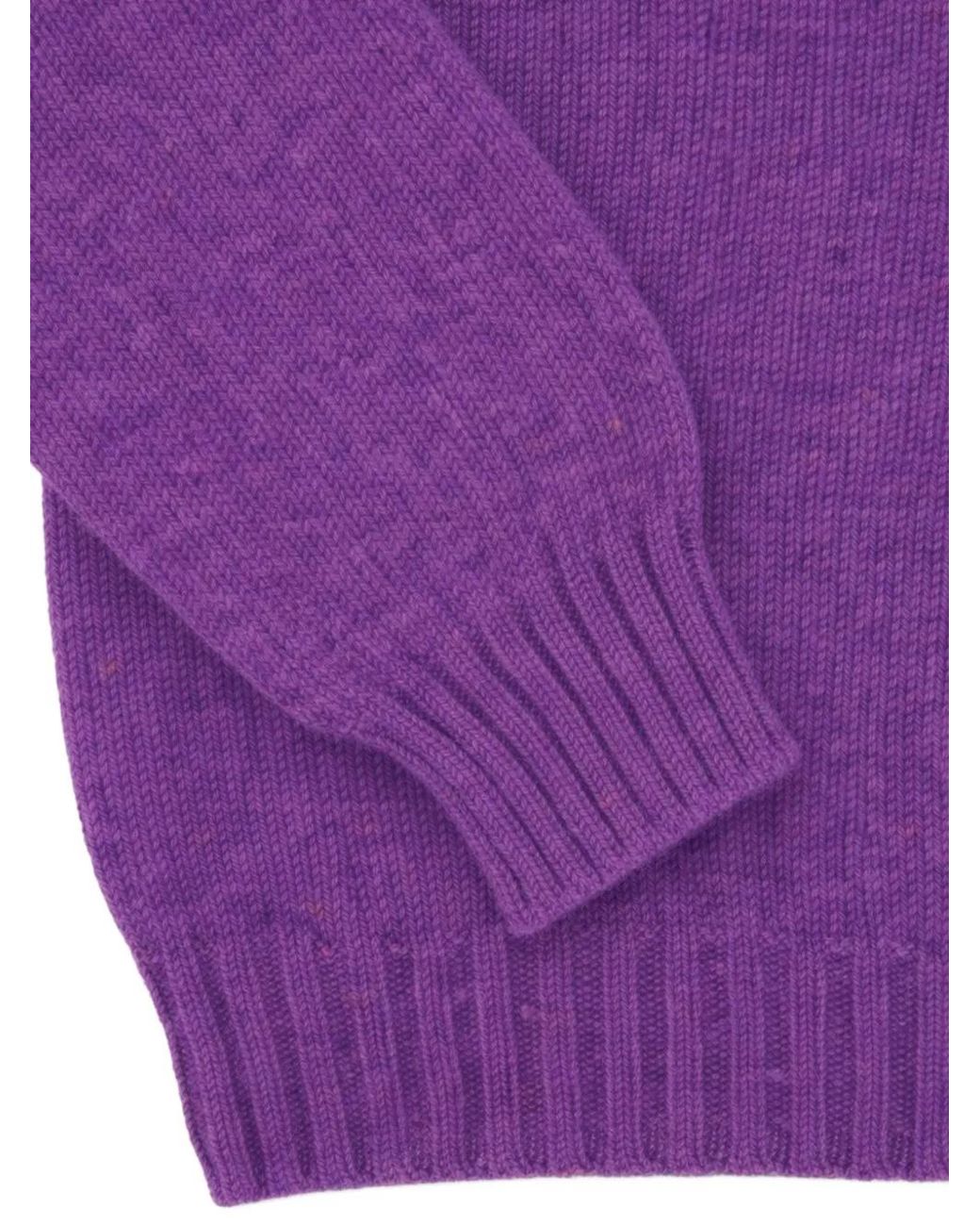 Fortela Purple Shetland Crew Neck Sweater for men