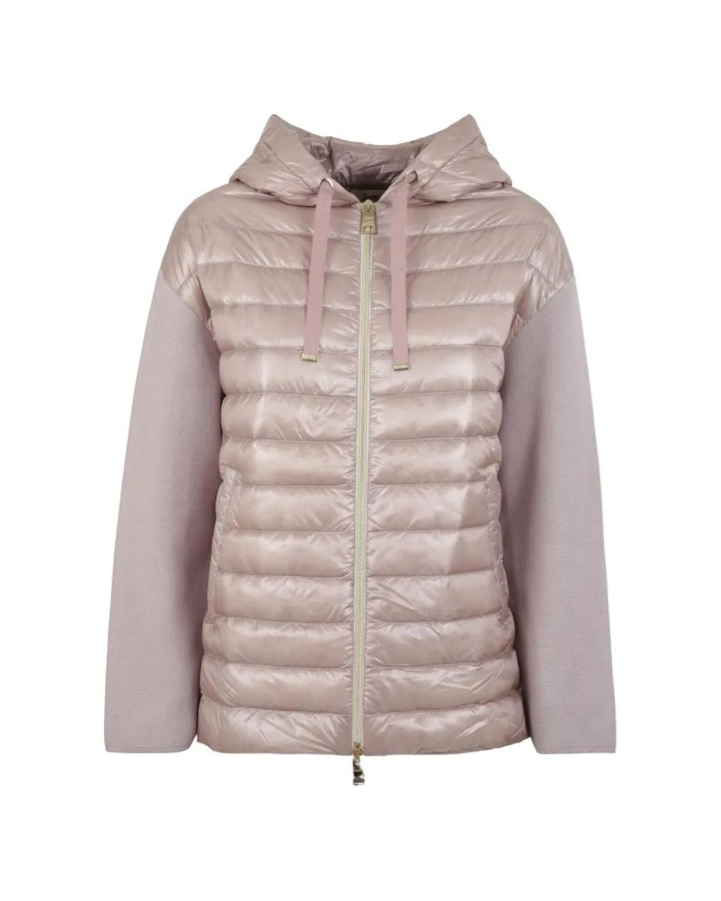 Herno Pink Quilted-Panel Hooded Jacket
