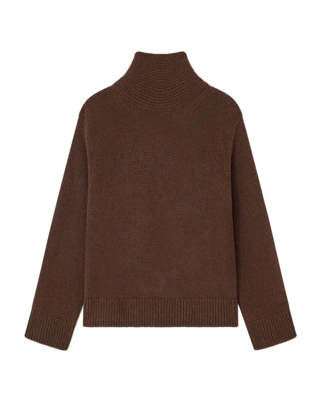 Ganni Brown High-Neck Open-Back Pullover