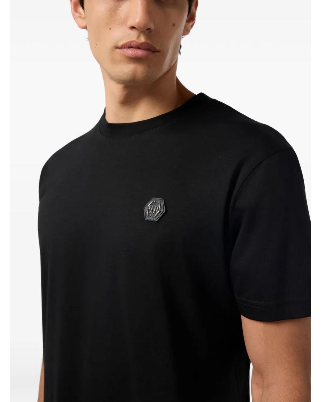 Philipp Plein Black Round-Neck Logo T-Shirt for men