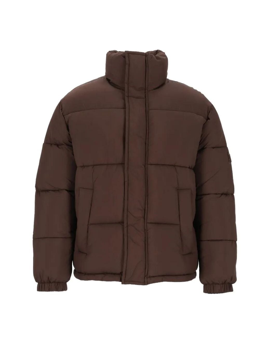 Maison Kitsuné Brown Quilted High-Neck Coat for men