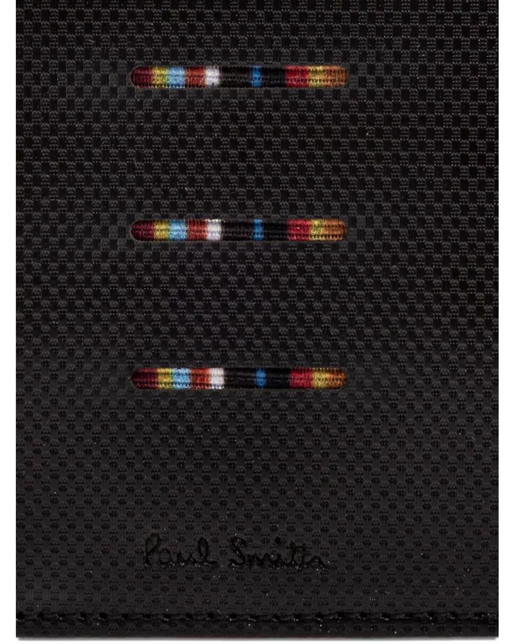 Paul Smith Black Signature Stripe' Cutout Compact Billfold Wallet for men