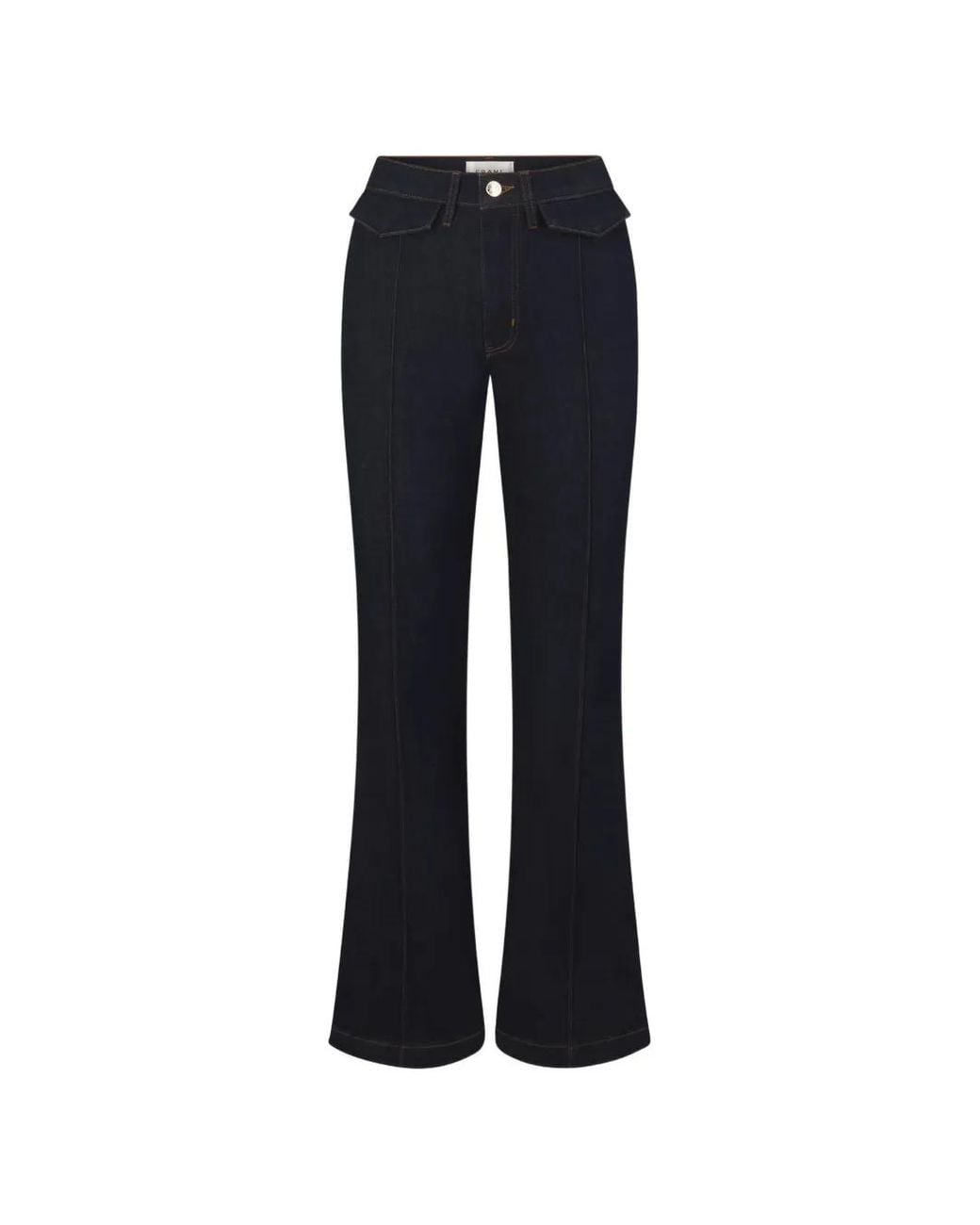 FRAME Blue Seam-Detail Flap-Pocket Jeans