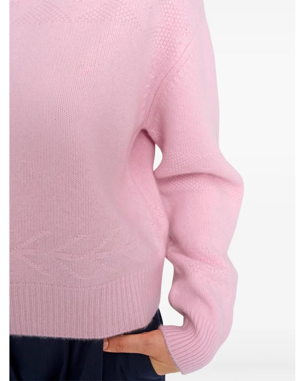 Pringle of Scotland Pink Jacquard Cashmere Turtleneck Sweater