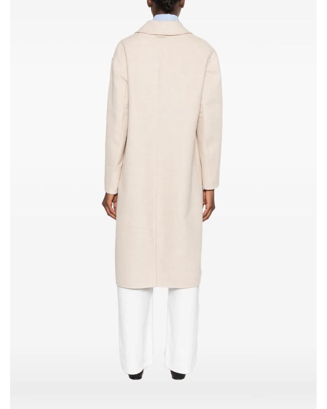 Lardini White Pierre Concealed-Front Coat