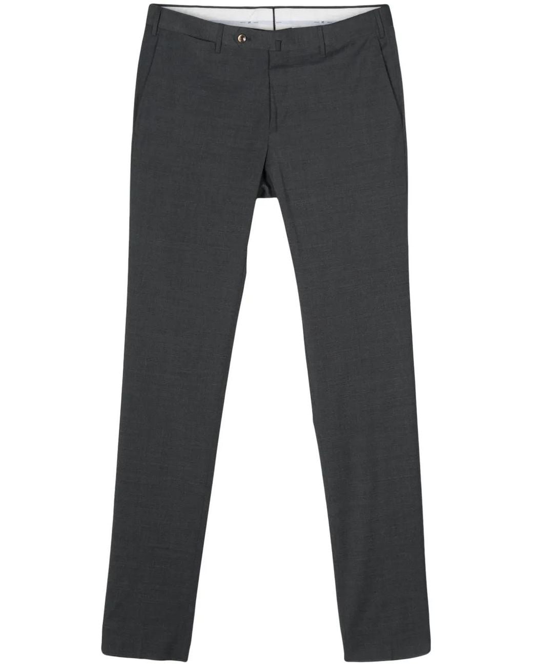 PT Torino Gray Mid-Rise Tapered Trousers for men