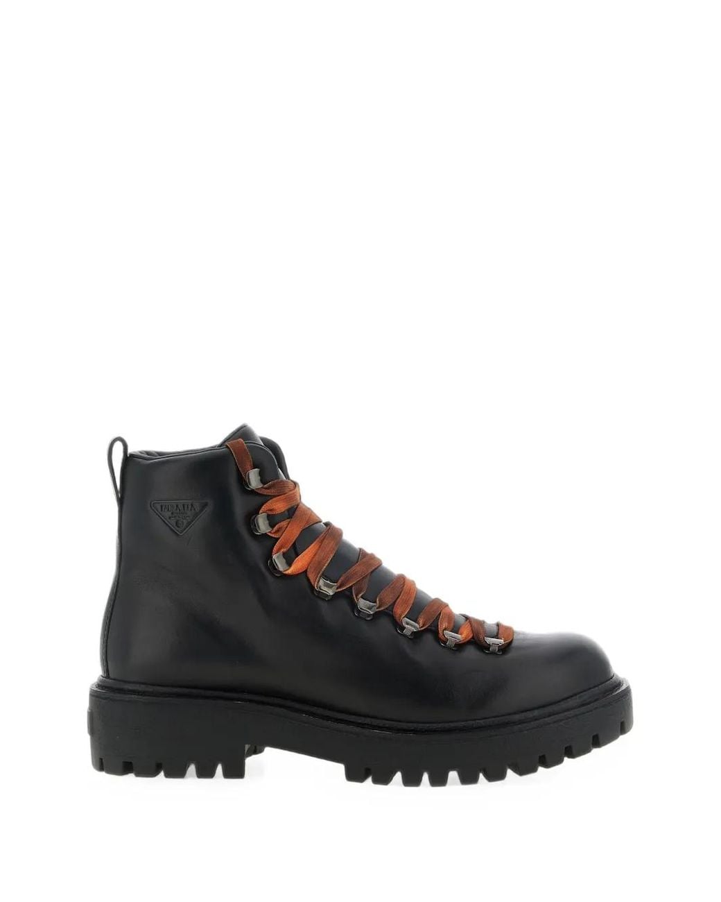 Prada Black Leather Lace-Up Ankle Boots for men