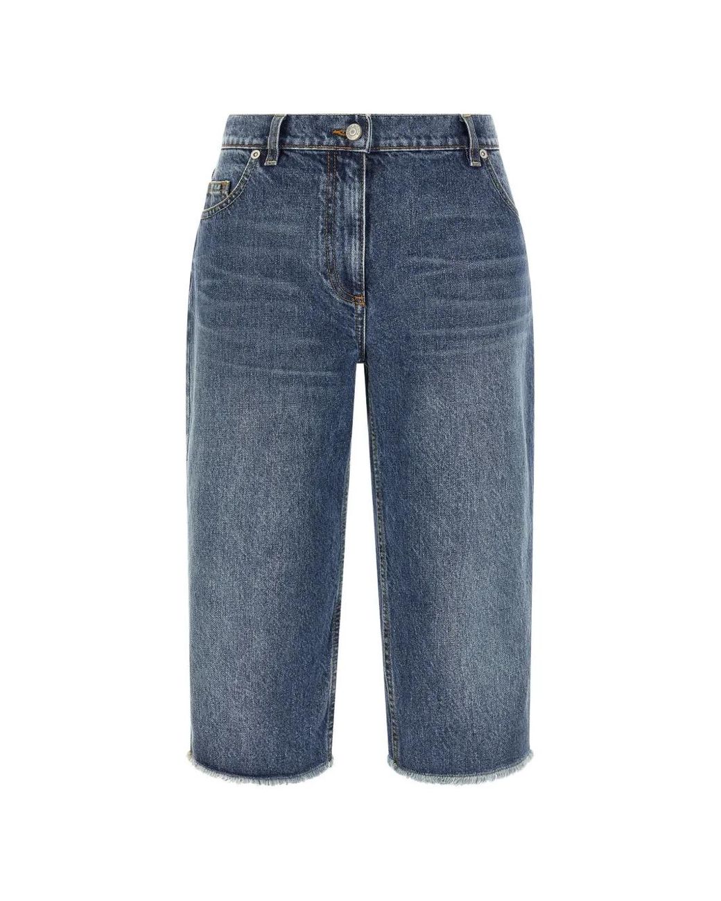 Magda Butrym Blue Low-Waisted Frayed Jeans