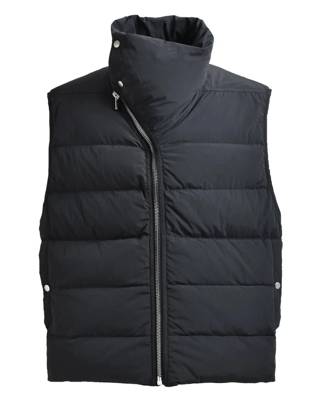 Rick Owens Black Quilted Asymmetrical Vest for men