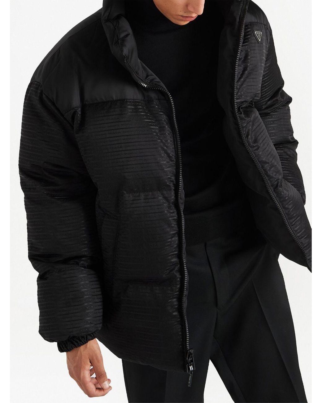Prada Re-nylon Down Jacket in Black for Men | Lyst UK