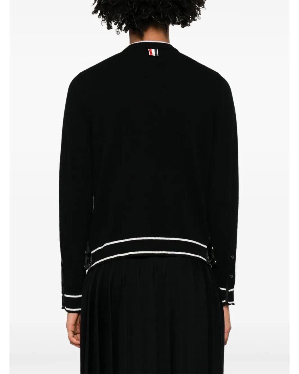 Thom Browne Black Hector And Rose Embroidered Wool Cardigan