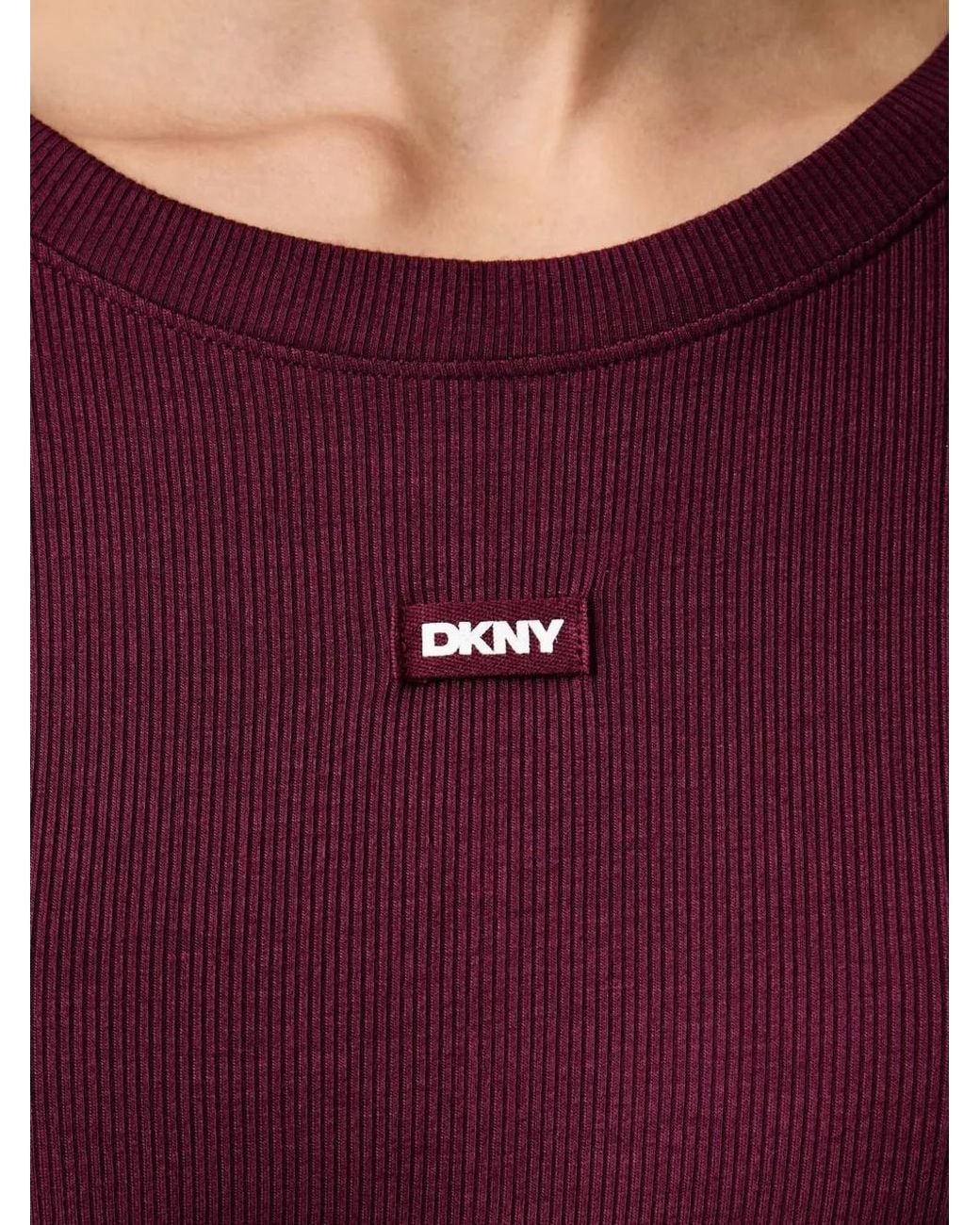 DKNY Purple Ribbed Logo-Patch Nightdress