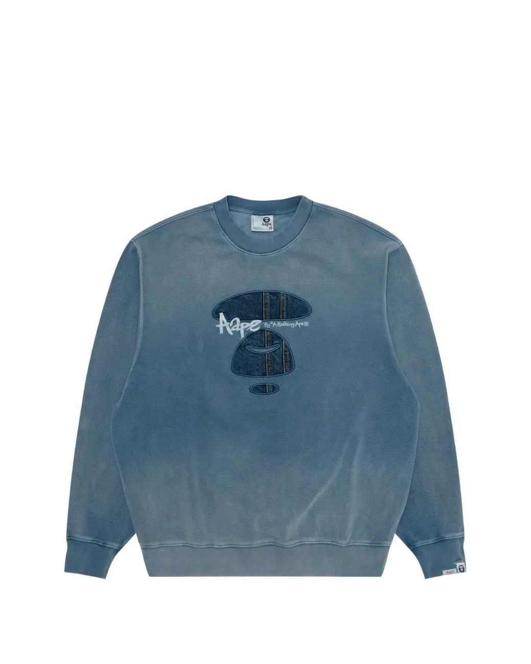 Aape By A Bathing Ape Blue Denim-Patch Graffiti-Print Sweater for men