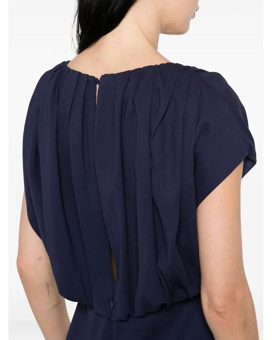 Staud Blue Char Gathered Maxi Dress