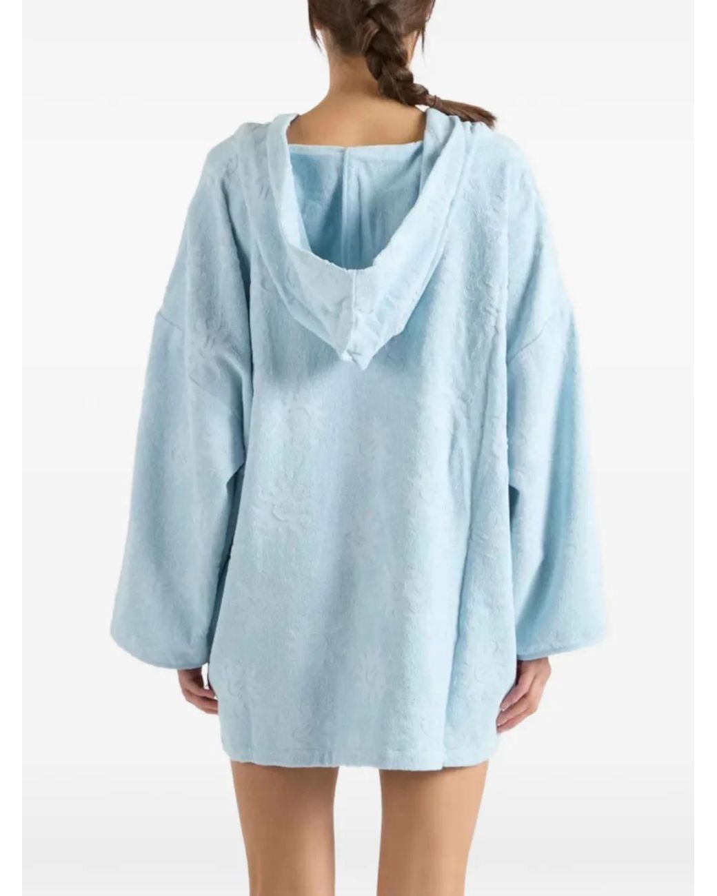 Hunza G Blue Sunny Hooded Poncho