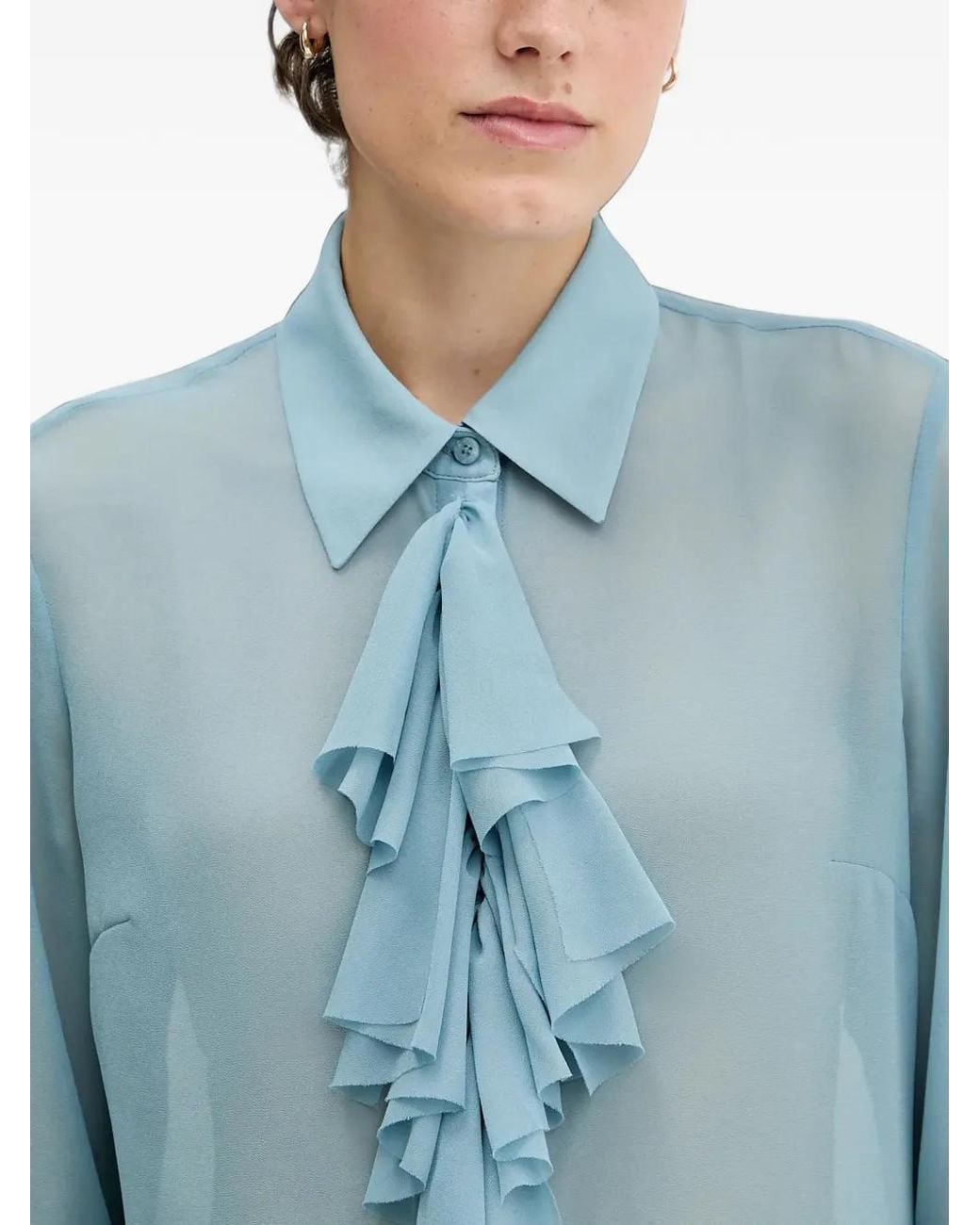 Sisley Blue Ruffled Collared Shirt