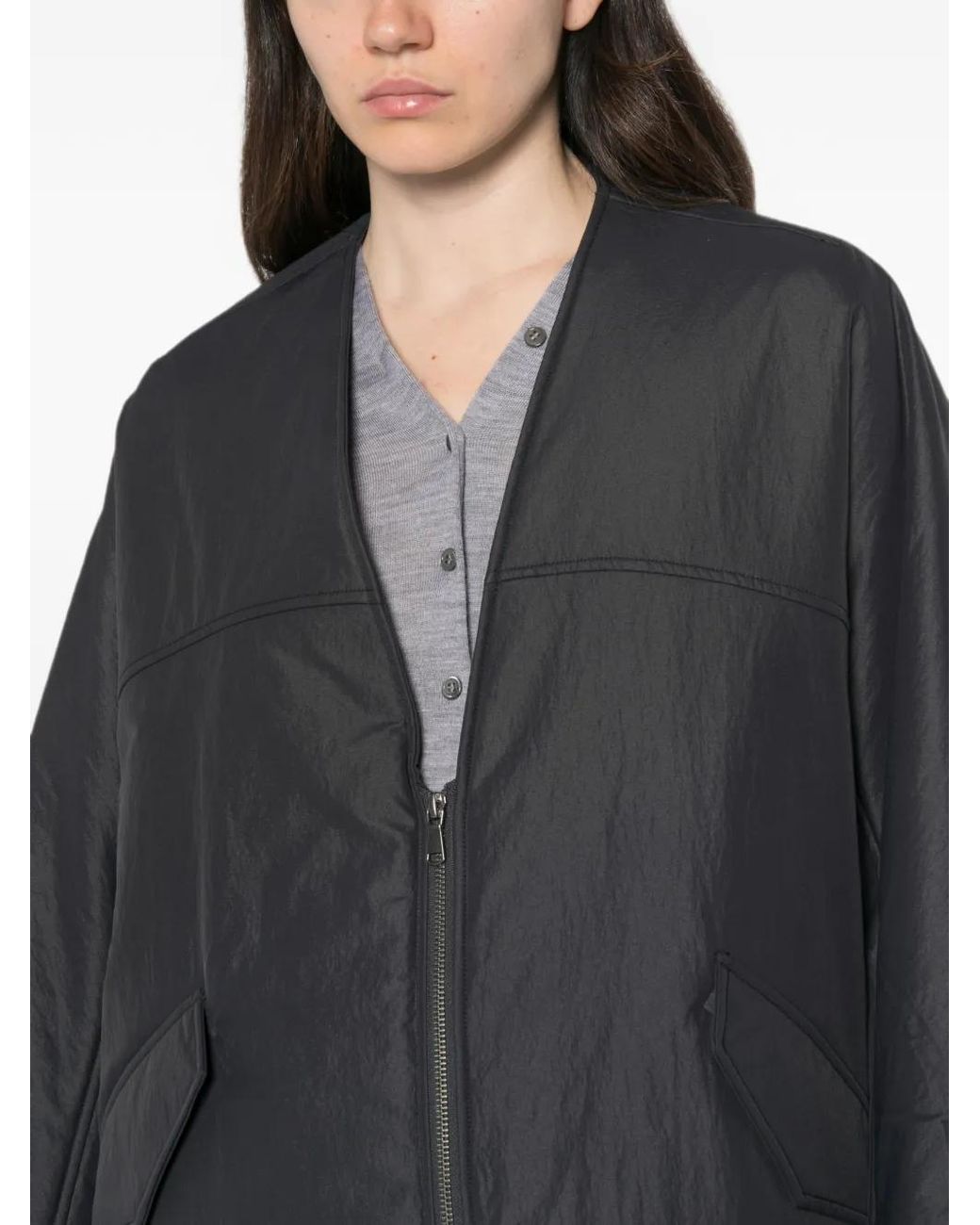 Christian Wijnants Black Jelana Zip-Up Collarless Jacket