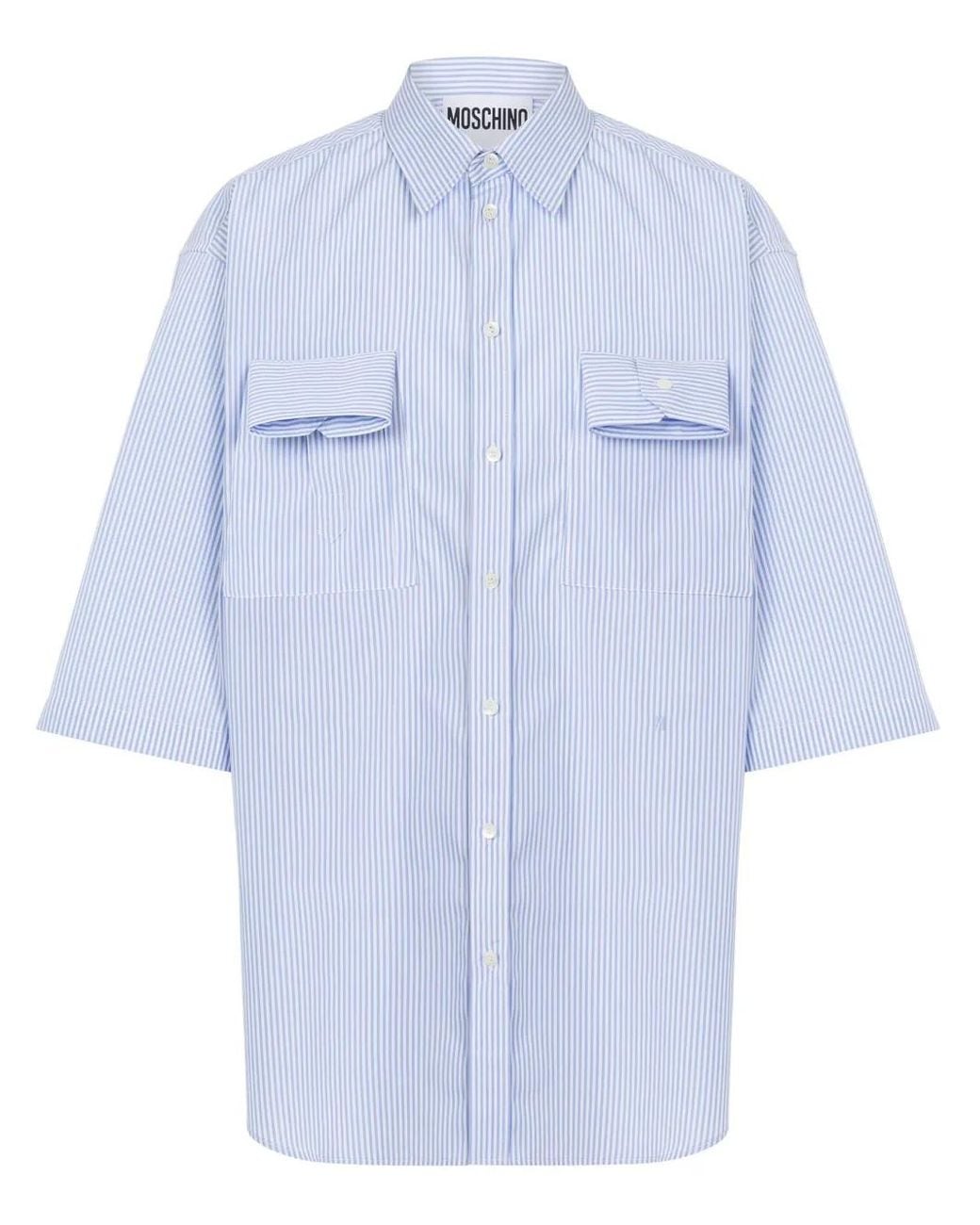Moschino Blue Shirt With Applications for men