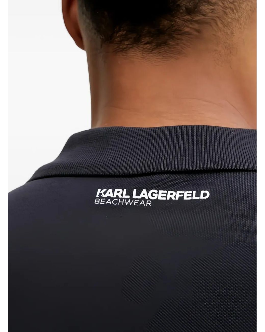 Karl Lagerfeld Blue Logo-Print Polo Shirt for men