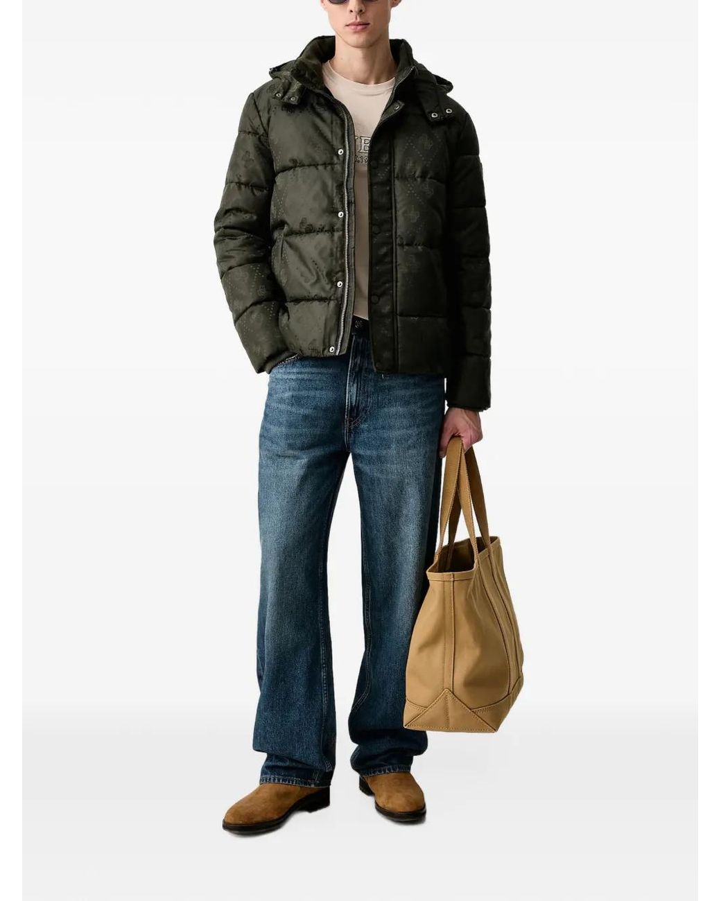 Guess Black Monogram Puffer Jacket for men