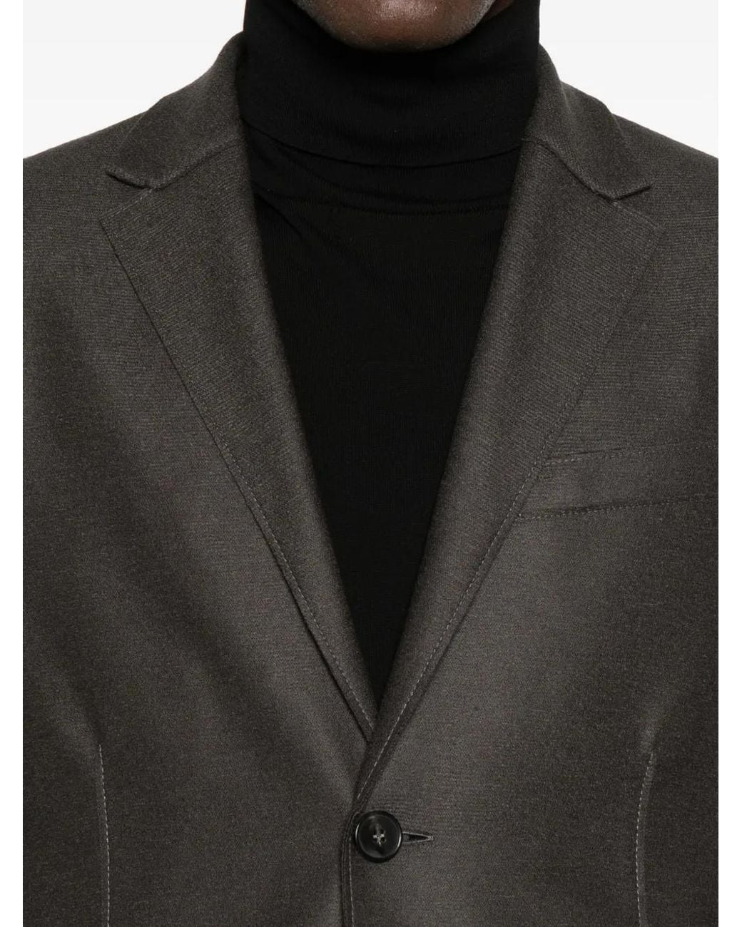 Harris Wharf London Black Single-Breasted Virgin-Wool Blazer for men