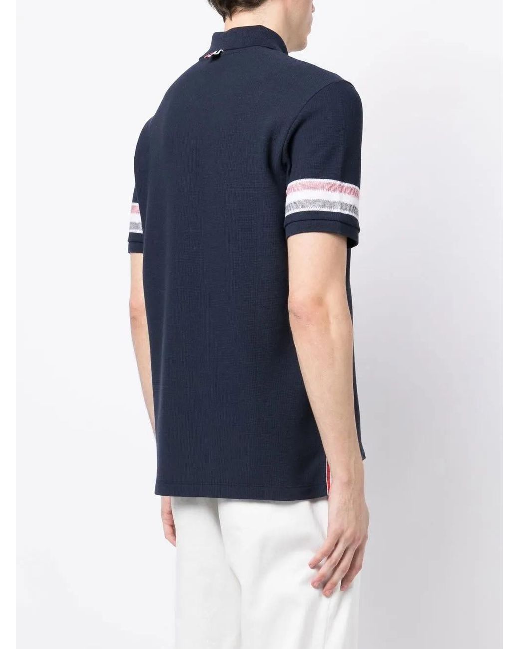 Thom Browne Blue Stripes Polo for men
