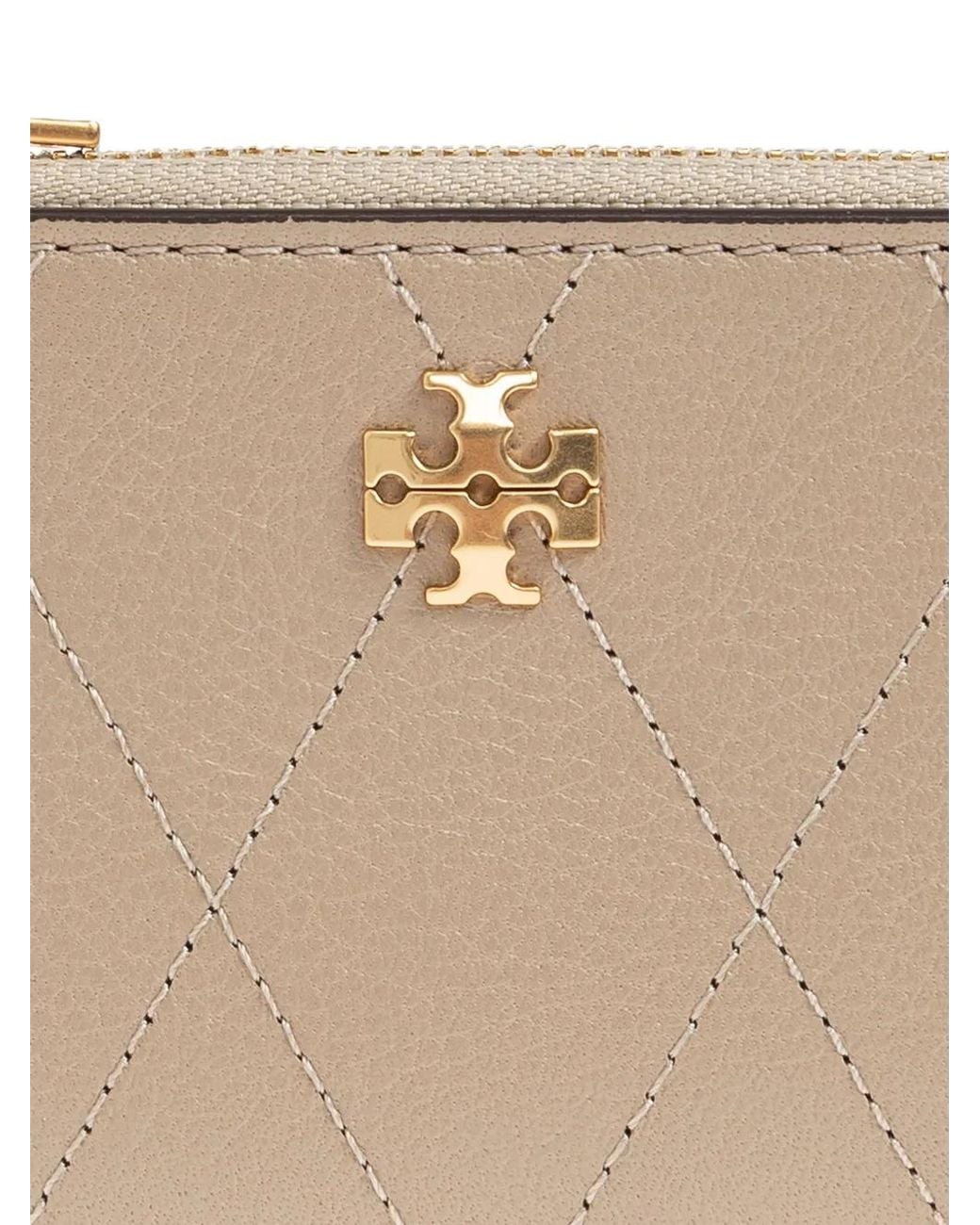 Tory Burch Natural Quilted Leather Card Holder